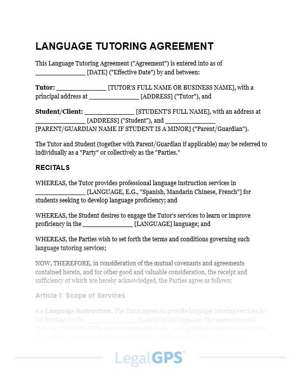 Language Tutoring Agreement IMAGE
