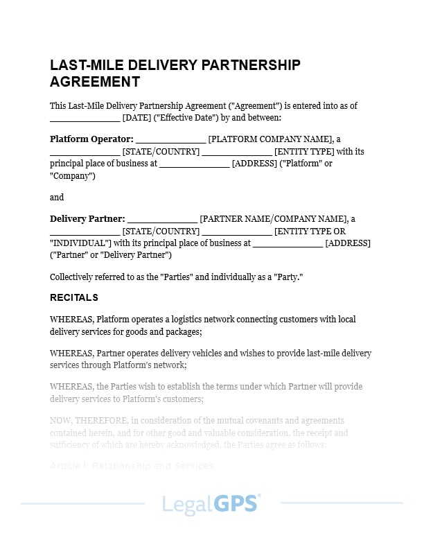Last-Mile Delivery Partnership Agreement IMAGE