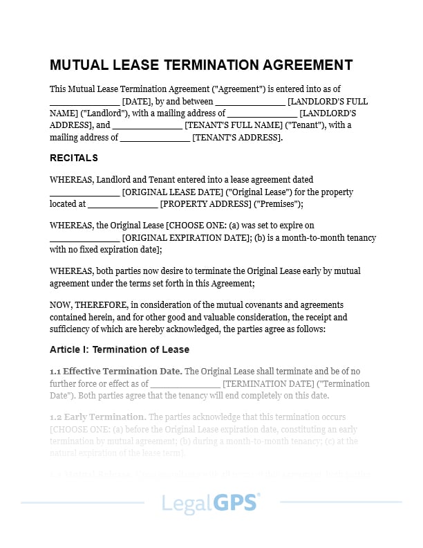 Lease Termination Agreement (Mutual) IMAGE