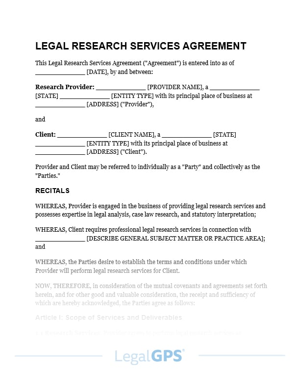 Legal Research Services Agreement IMAGE