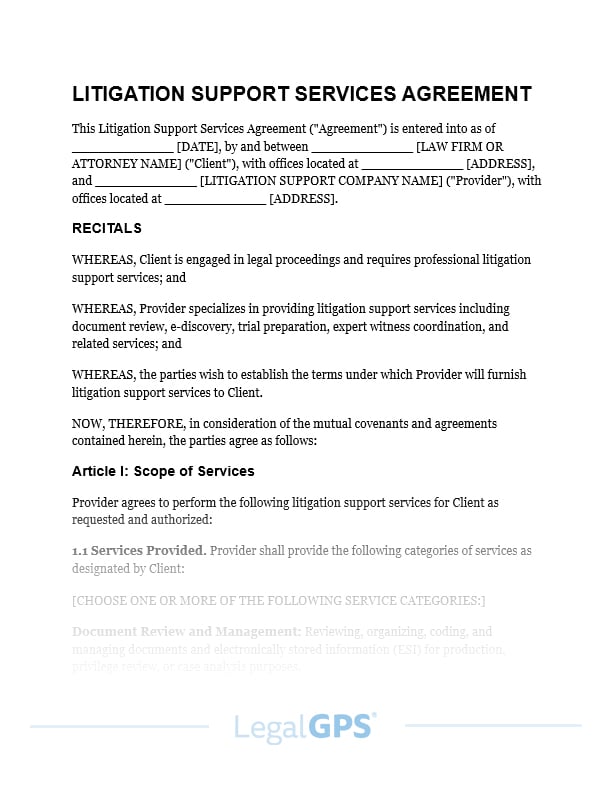 Litigation Support Services Agreement IMAGE