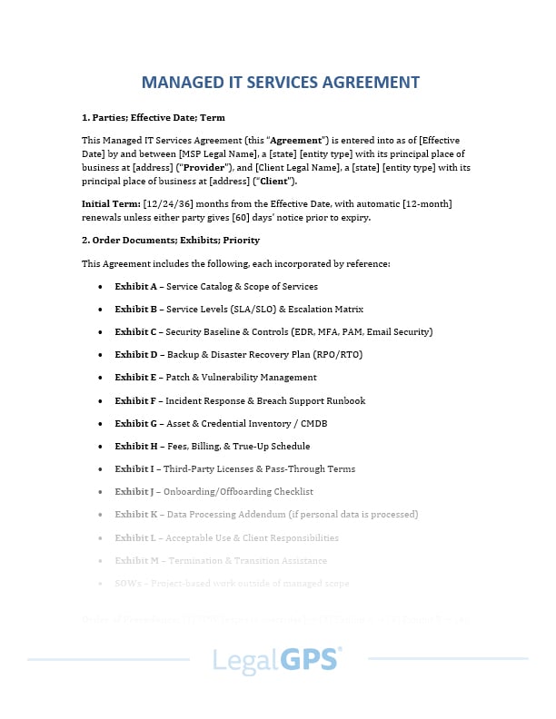 Managed IT Services Agreement IMAGE