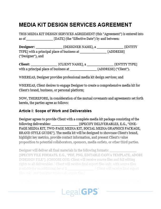 Media Kit Design Services Agreement IMAGE