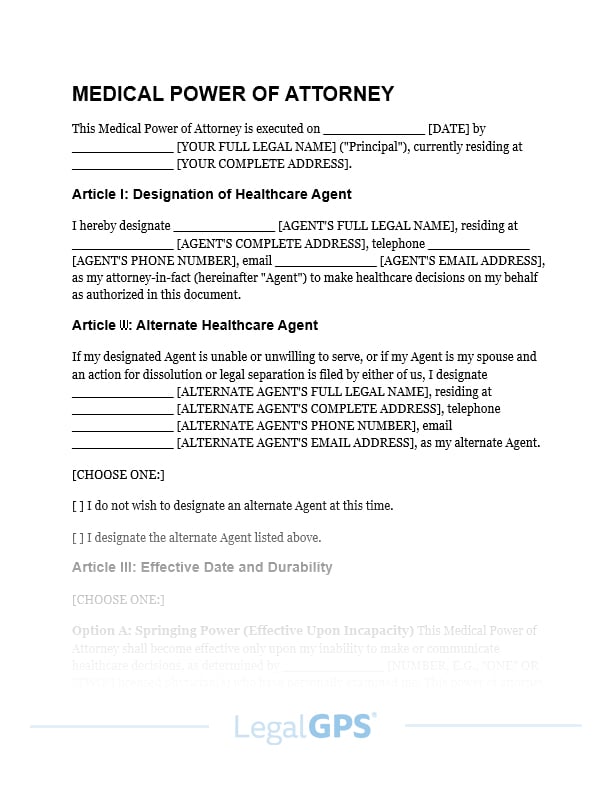 Medical Power of Attorney IMAGE