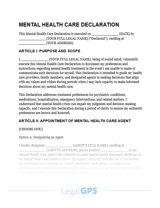 Mental Health Care Declaration IMAGE
