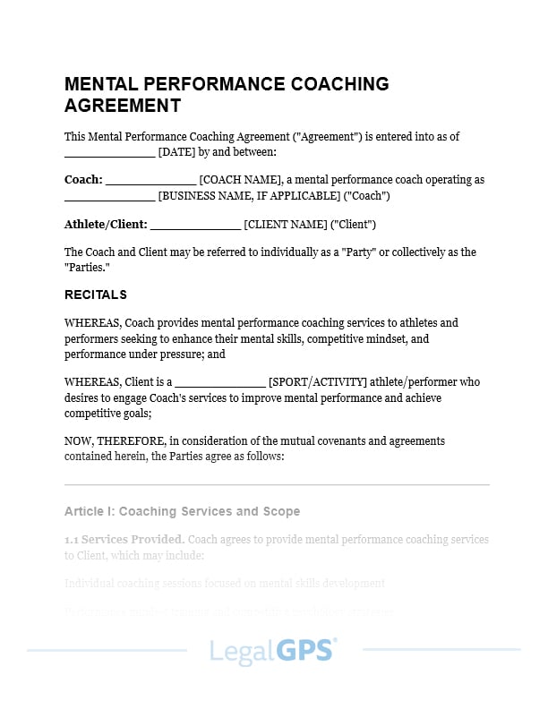 Mental Performance Coaching Agreement (athletes) IMAGE