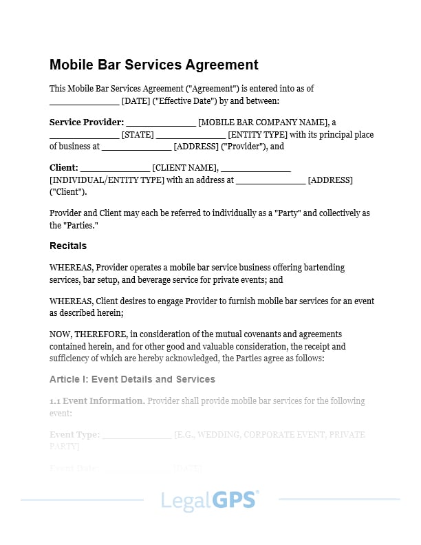 Mobile Bar Services Agreement IMAGE
