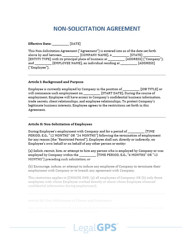 Non-Solicitation Agreement (Employee, Client) IMAGE