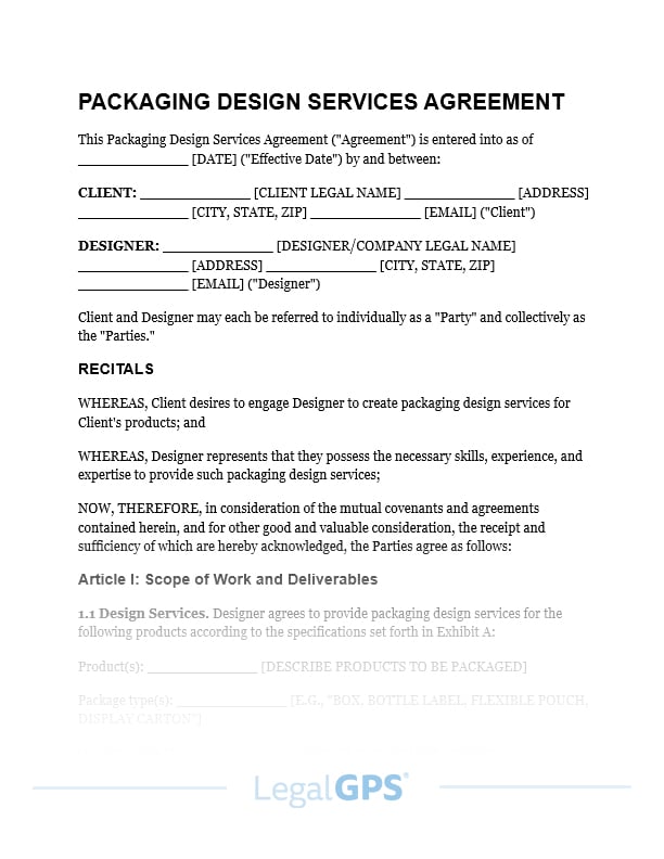 Packaging Design Services Agreement IMAGE