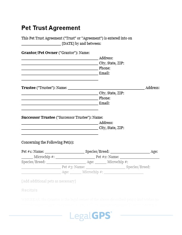Pet Trust Agreement IMAGE