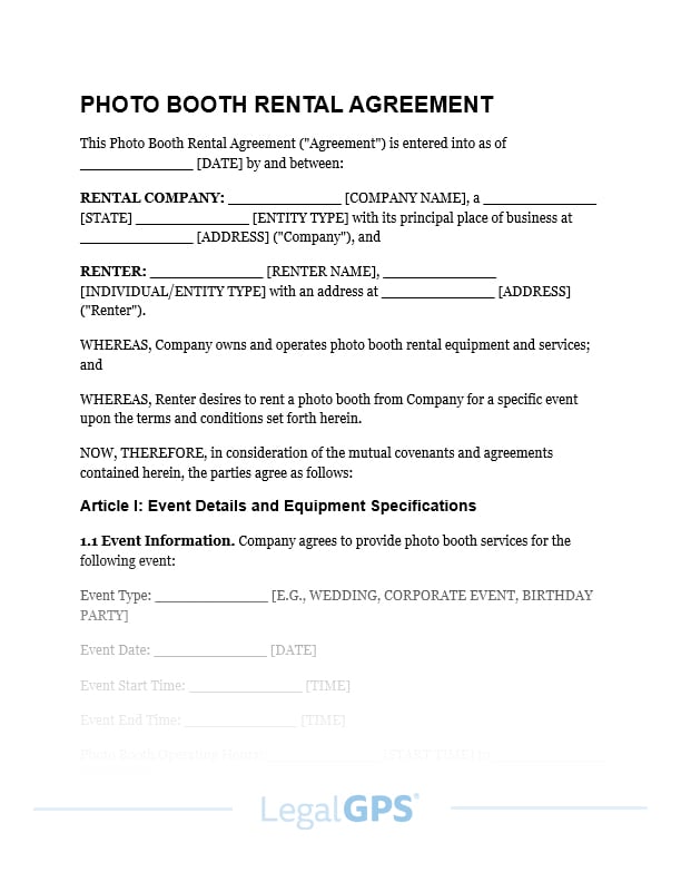 Photo Booth Rental Agreement IMAGE