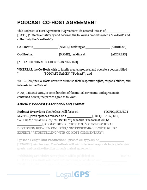 Podcast Co-Host Agreement IMAGE