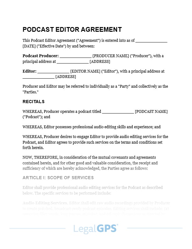 Podcast Editor Agreement IMAGE