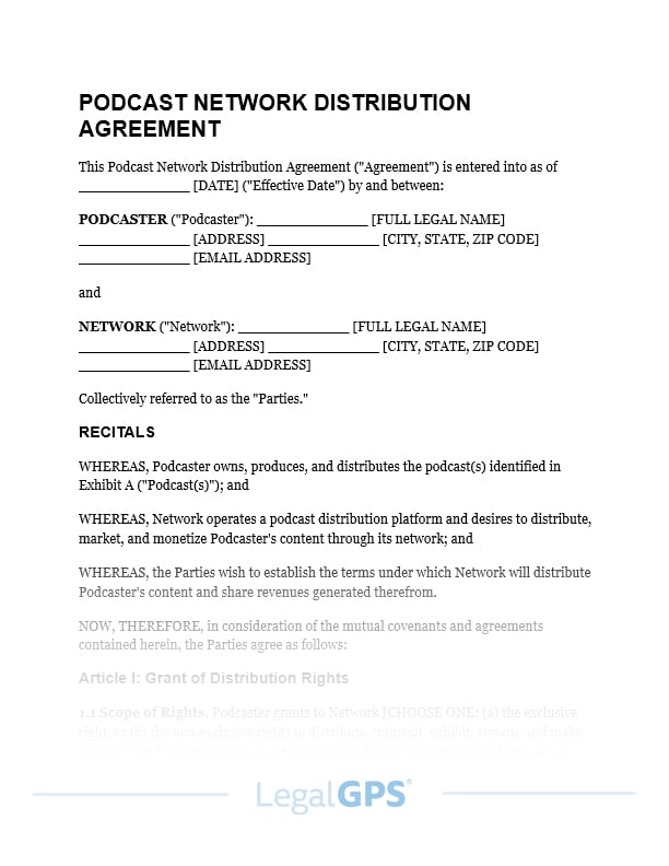Podcast Network Distribution Agreement IMAGE
