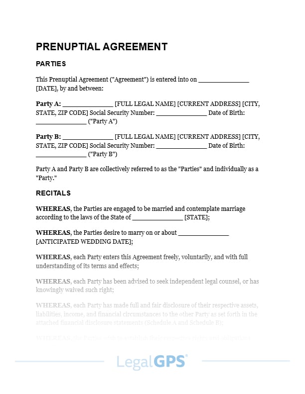 Prenuptial Agreement Template IMAGE