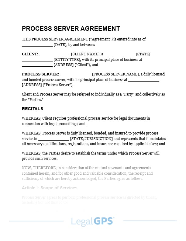 Process Server Agreement IMAGE
