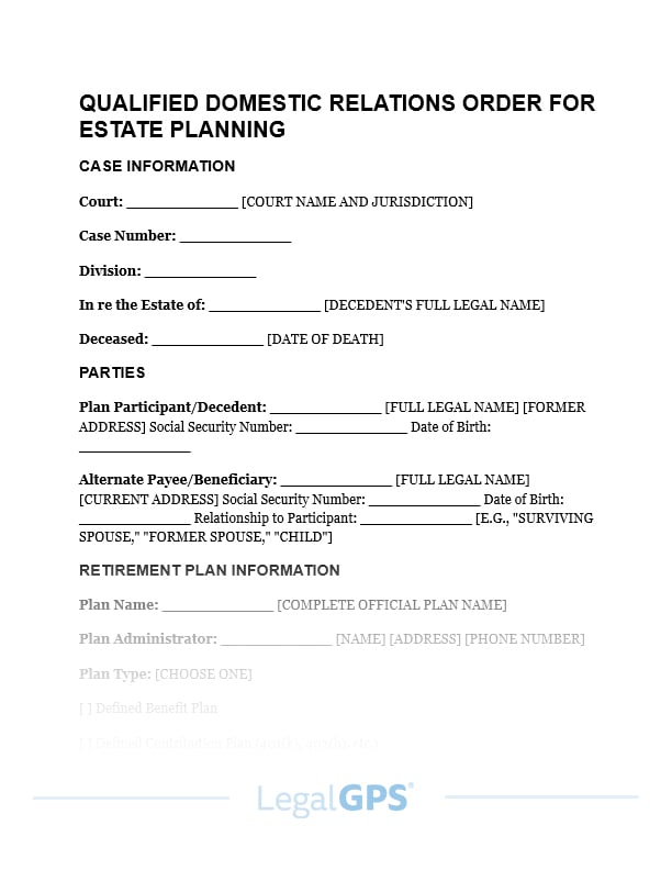 Qualified Domestic Relations Order (QDRO) for Estate Planning IMAGE