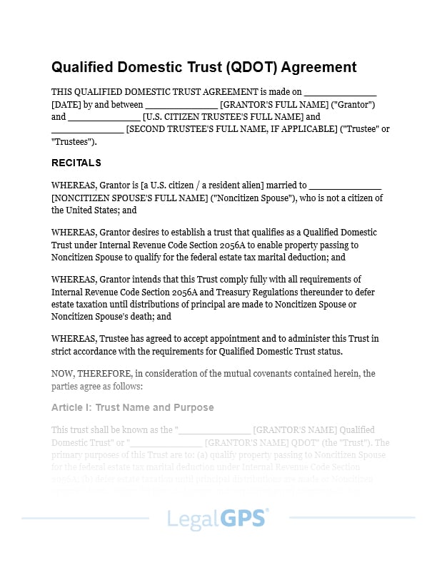 Qualified Domestic Trust (QDOT) IMAGE