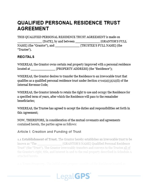 Qualified Personal Residence Trust (QPRT) IMAGE