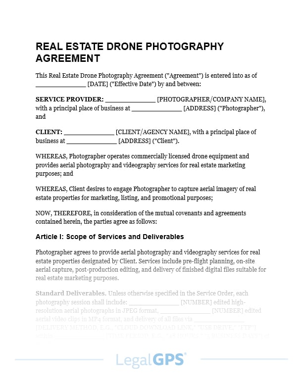 Real Estate Drone Photography Agreement IMAGE