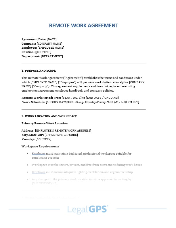 Remote Work Agreement IMAGE