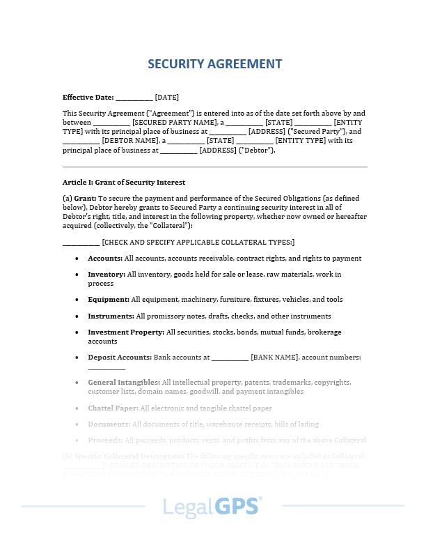 Security Agreement IMAGE