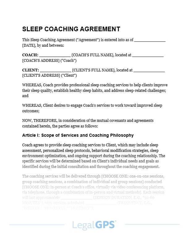 Sleep Coaching Agreement IMAGE