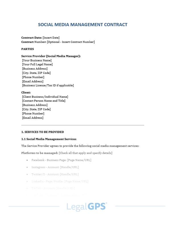 Social Media Management Contract IMAGE