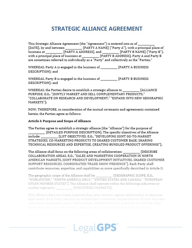 Strategic Alliance Agreement IMAGE