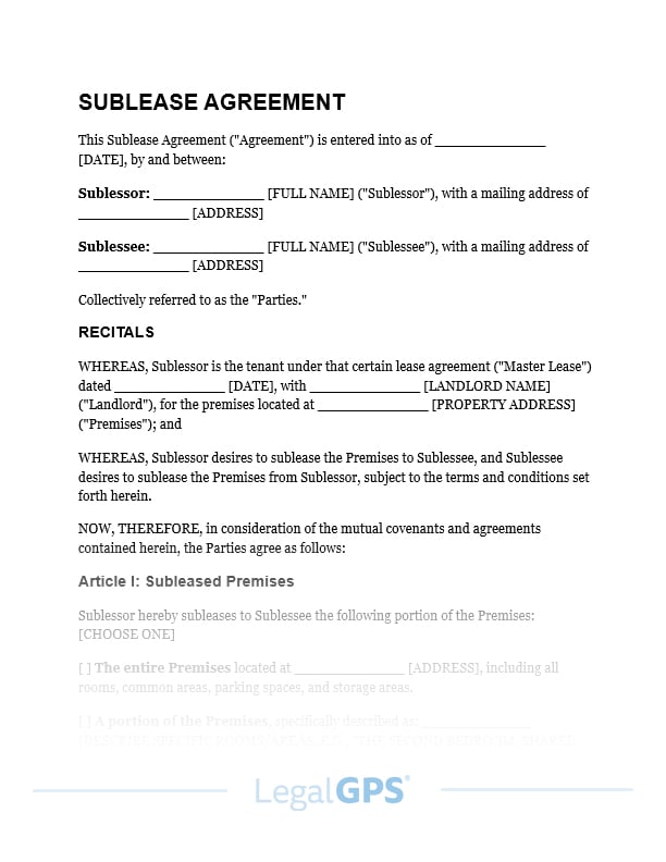 Sublease Agreement IMAGE