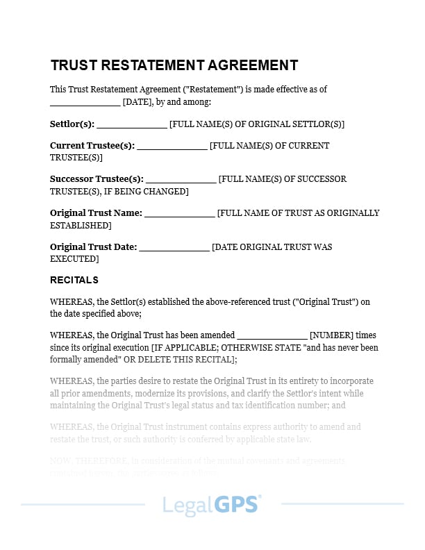 Trust Restatement Agreement IMAGE