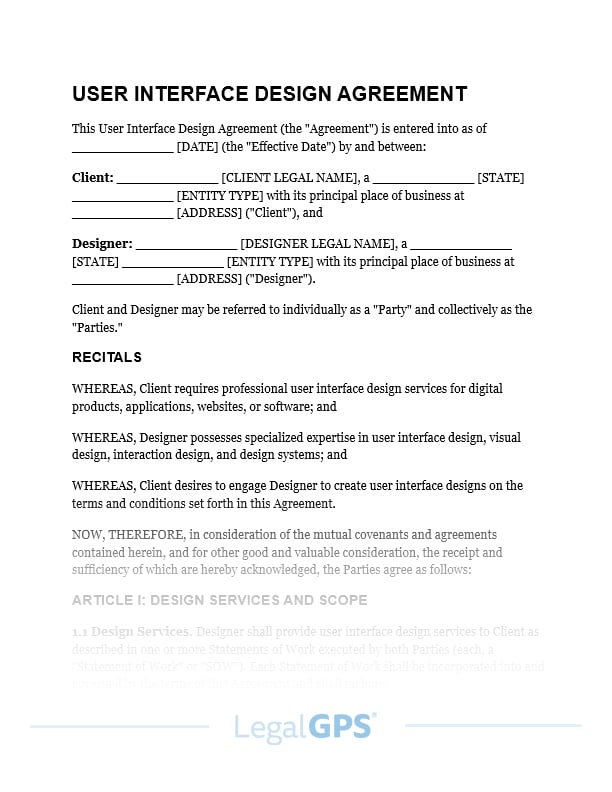 User Interface (UI) Design Agreement IMAGE