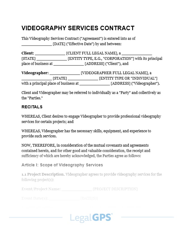Videography Services Contract IMAGE