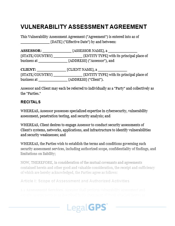 Vulnerability Assessment Agreement IMAGE