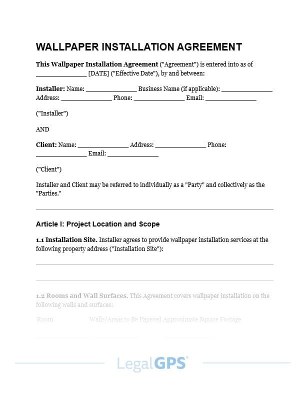 Wallpaper Installation Agreement IMAGE