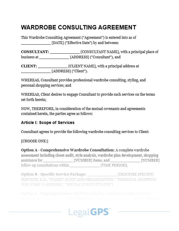 Wardrobe Consulting Agreement IMAGE