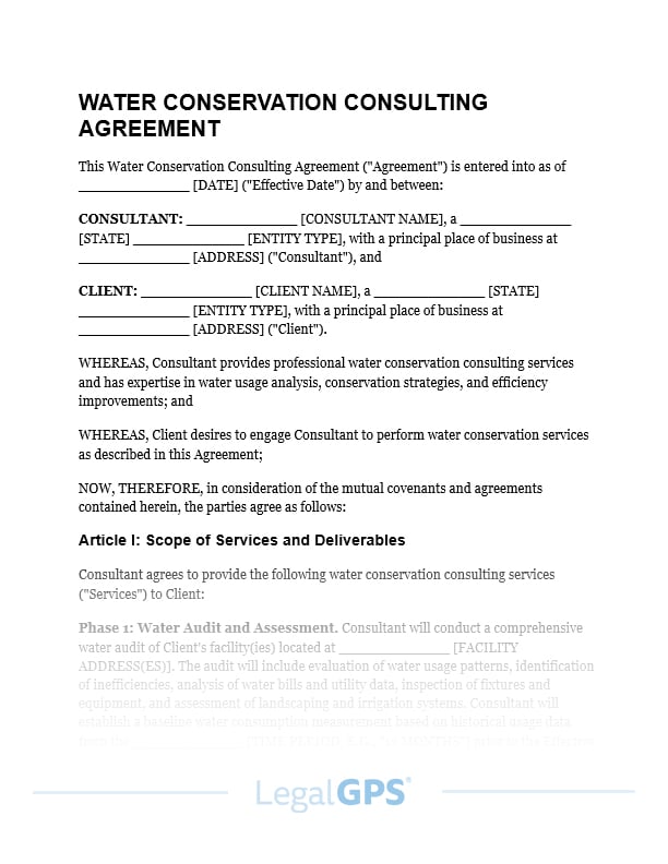 Water Conservation Consulting Agreement IMAGE