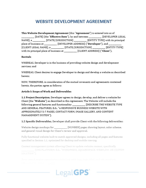 Website Development Agreement IMAGE