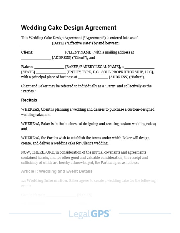 Wedding Cake Design Agreement IMAGE
