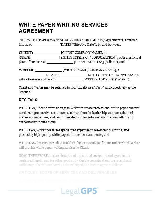 White Paper Writing Services Agreement IMAGE
