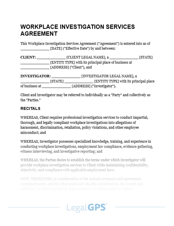 Workplace Investigation Services Agreement IMAGE
