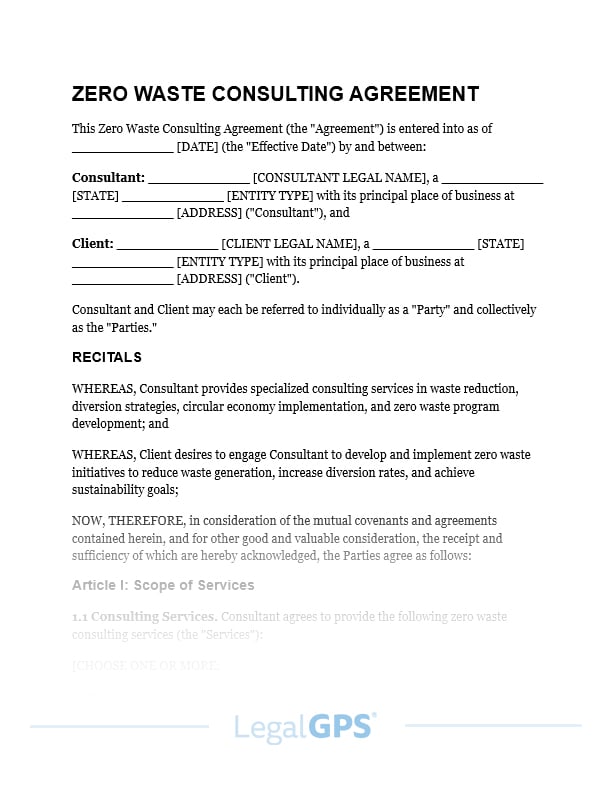 Zero Waste Consulting Agreement IMAGE