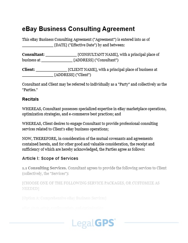 eBay Business Consulting Agreement IMAGE
