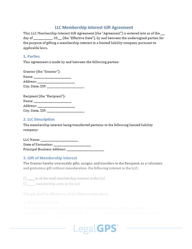 M_LLC Membership Interest Gift Agreement