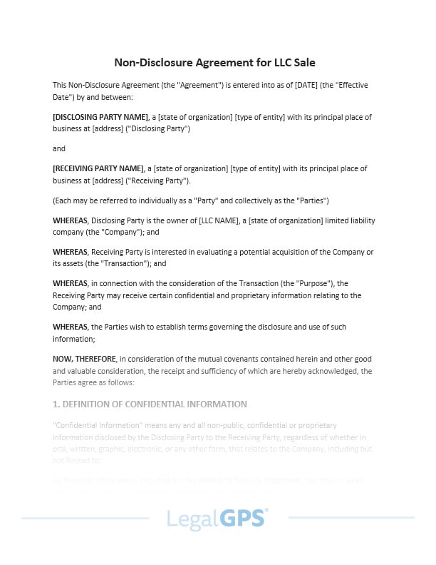 M_Non-Disclosure Agreement (NDA) for LLC Sale