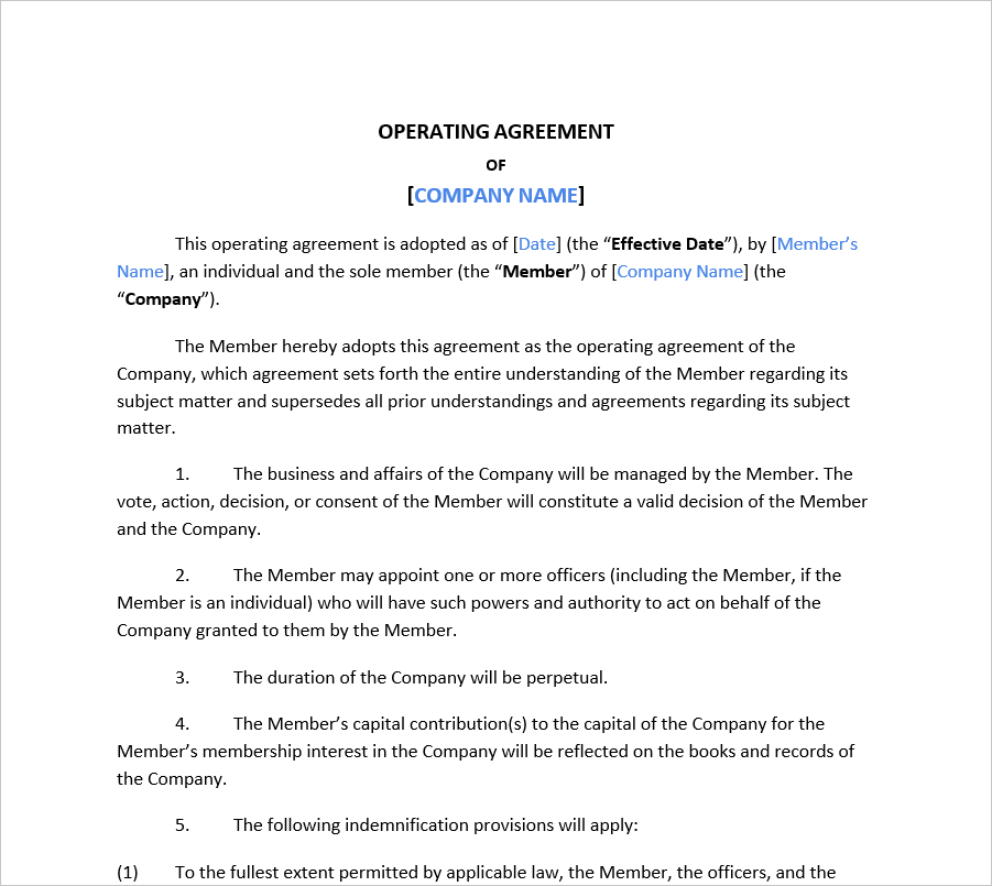 S Corp Operating Agreement Template - Attorney-Drafted &amp; Customizable