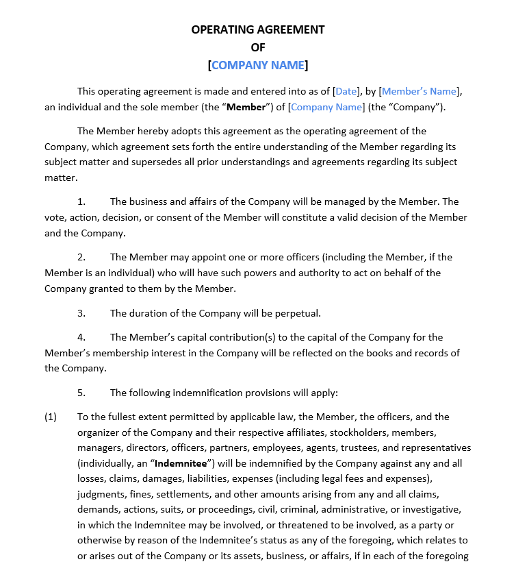 S Corp Operating Agreement Template (SingleMember LLC) S Corp Operating Agreement Template (SingleMember LLC)